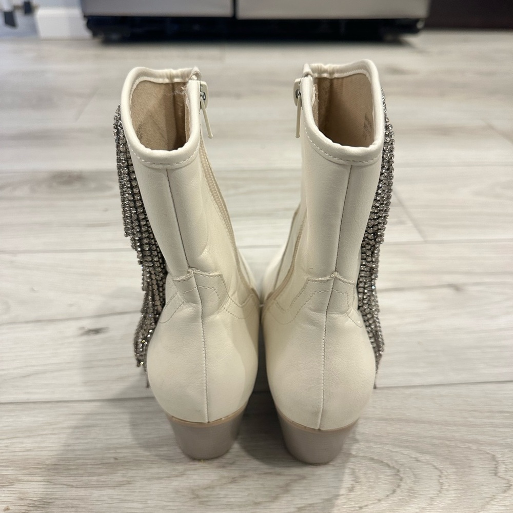 Buckle White Ankle Boots - Picture 4 of 4